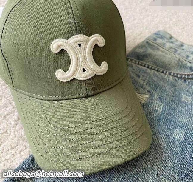 Famous Brand Celine Canvas Baseball Hat CE08151 Triomphe Green 2023