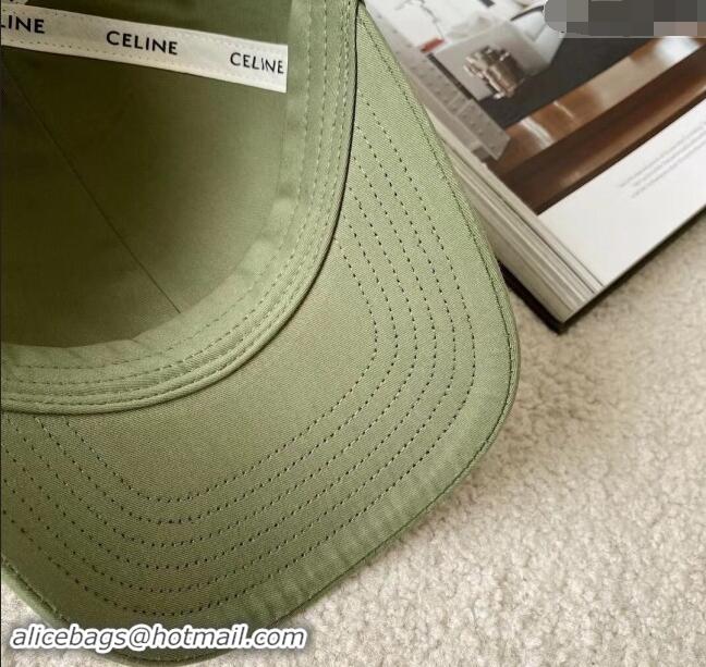 Famous Brand Celine Canvas Baseball Hat CE08151 Triomphe Green 2023