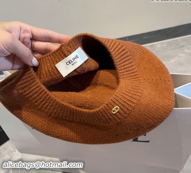 Buy Cheap Celine Knit Beret Hat CE08152 Brown 2023