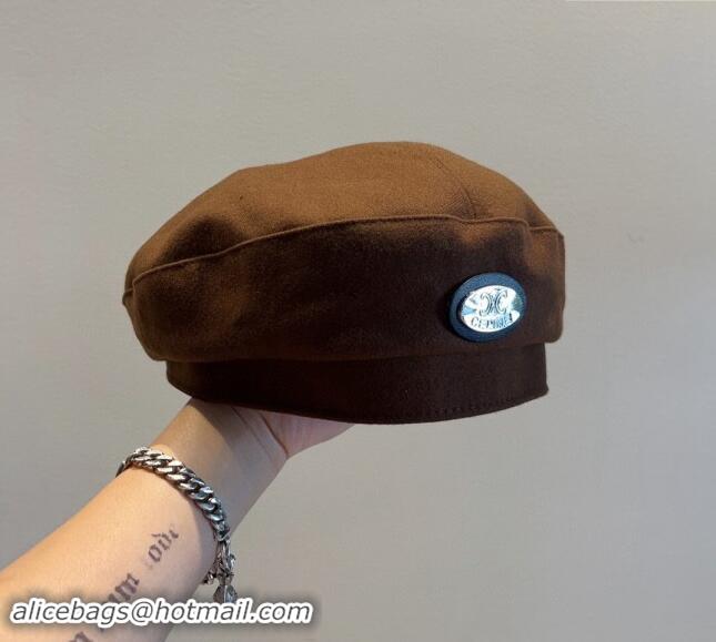 Good Quality Celine Beret Hat 0823 Brown 2023