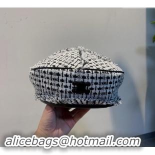 Grade Design Celine Tweed Beret Hat 0919 Black/White 2023