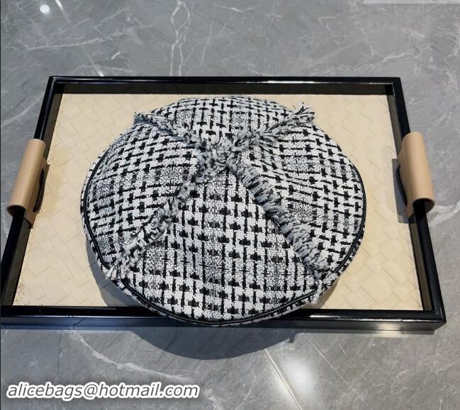 Grade Design Celine Tweed Beret Hat 0919 Black/White 2023