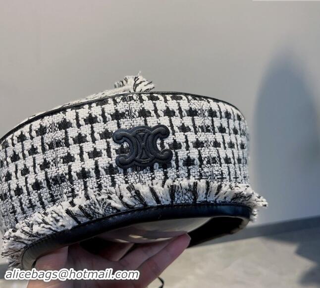 Grade Design Celine Tweed Beret Hat 0919 Black/White 2023