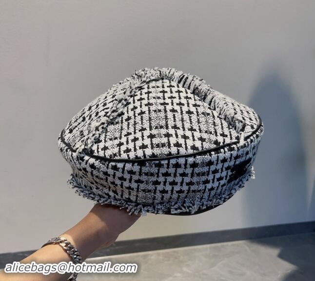 Grade Design Celine Tweed Beret Hat 0919 Black/White 2023