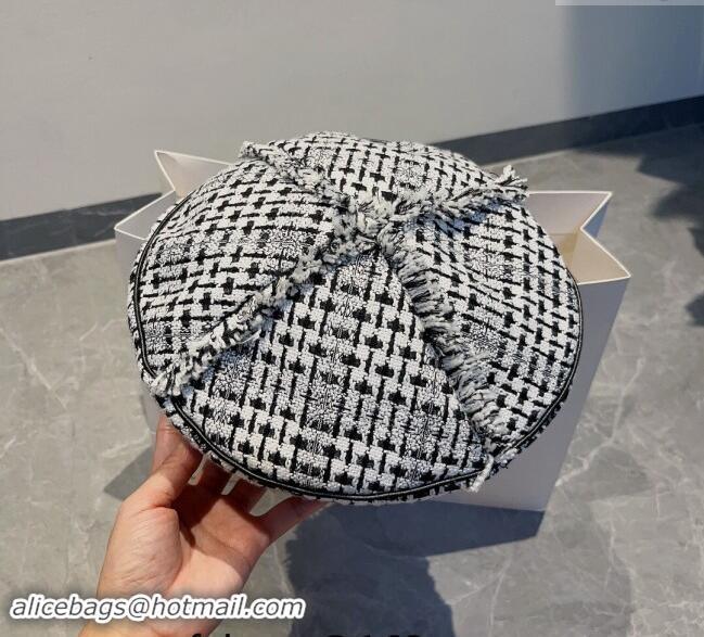 Grade Design Celine Tweed Beret Hat 0919 Black/White 2023