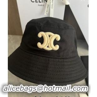 Top Design Celine Triomphe Denim Bucket Hat CE10181 Black 2023