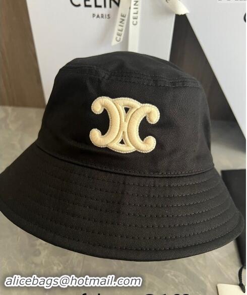 Top Design Celine Triomphe Denim Bucket Hat CE10181 Black 2023