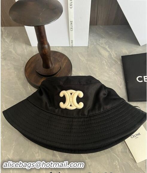 Top Design Celine Triomphe Denim Bucket Hat CE10181 Black 2023