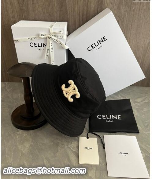 Top Design Celine Triomphe Denim Bucket Hat CE10181 Black 2023