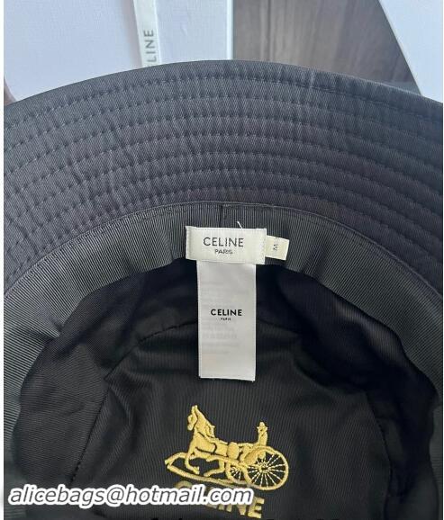 Top Design Celine Triomphe Denim Bucket Hat CE10181 Black 2023