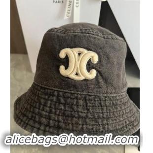 Buy Fashionable Celine Triomphe Denim Bucket Hat CE10181 Grey 2023