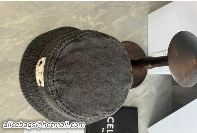 Buy Fashionable Celine Triomphe Denim Bucket Hat CE10181 Grey 2023