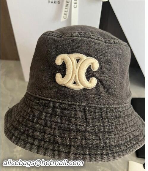 Buy Fashionable Celine Triomphe Denim Bucket Hat CE10181 Grey 2023