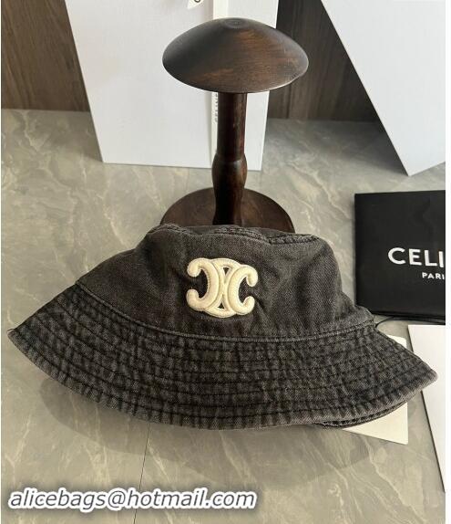 Buy Fashionable Celine Triomphe Denim Bucket Hat CE10181 Grey 2023