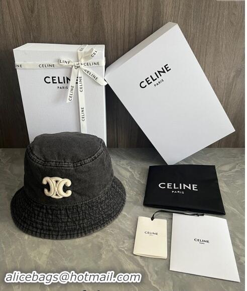 Buy Fashionable Celine Triomphe Denim Bucket Hat CE10181 Grey 2023