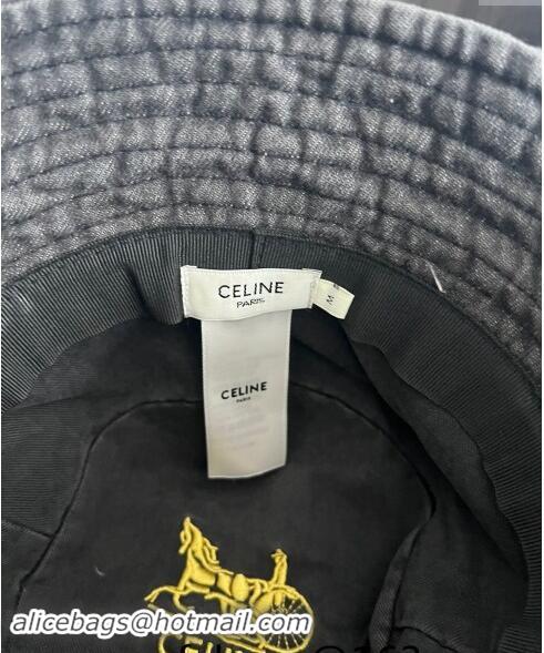 Buy Fashionable Celine Triomphe Denim Bucket Hat CE10181 Grey 2023