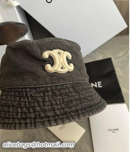 Buy Fashionable Celine Triomphe Denim Bucket Hat CE10181 Grey 2023