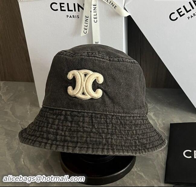 Buy Fashionable Celine Triomphe Denim Bucket Hat CE10181 Grey 2023