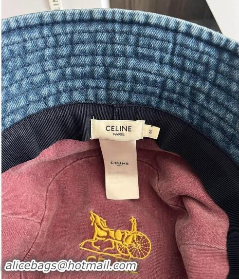 Low Cost Celine Triomphe Denim Bucket Hat CE10181 Blue 2023