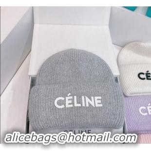 Good Taste Celine Rabbit Fur Knit Hat CE10182 Grey 2023