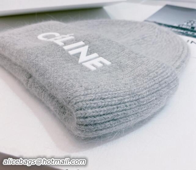 Good Taste Celine Rabbit Fur Knit Hat CE10182 Grey 2023