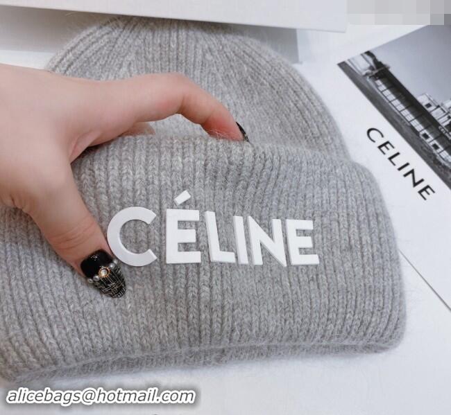 Good Taste Celine Rabbit Fur Knit Hat CE10182 Grey 2023