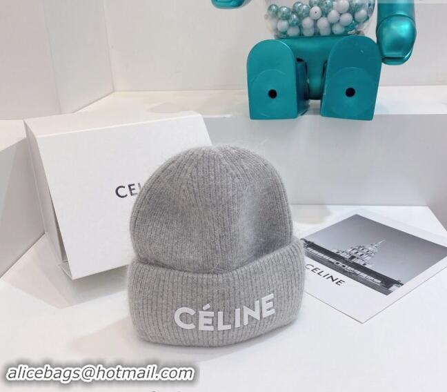 Good Taste Celine Rabbit Fur Knit Hat CE10182 Grey 2023