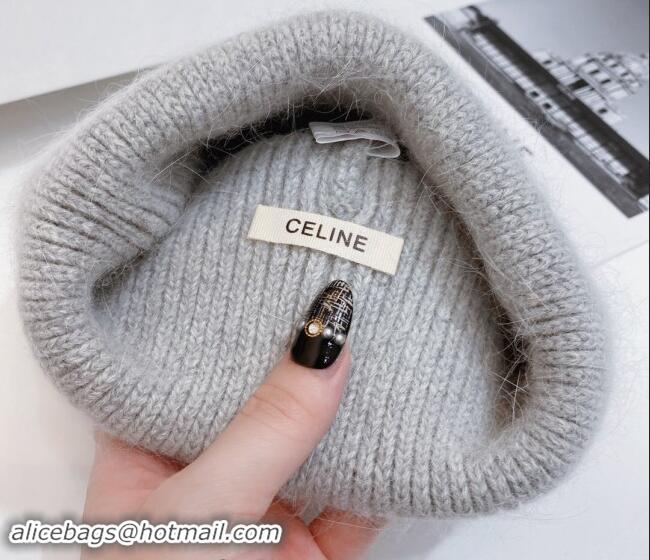 Good Taste Celine Rabbit Fur Knit Hat CE10182 Grey 2023