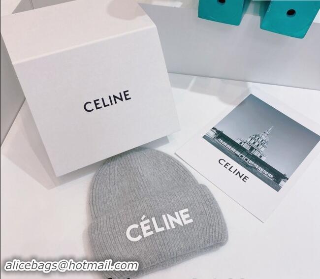 Good Taste Celine Rabbit Fur Knit Hat CE10182 Grey 2023