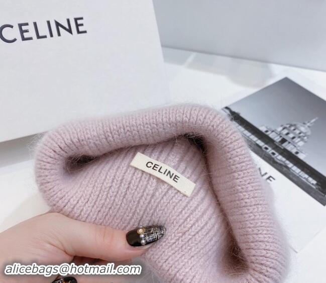 Luxury Discount Celine Rabbit Fur Knit Hat CE10182 Pale Purple 2023