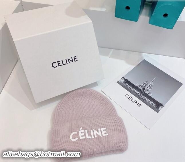 Luxury Discount Celine Rabbit Fur Knit Hat CE10182 Pale Purple 2023