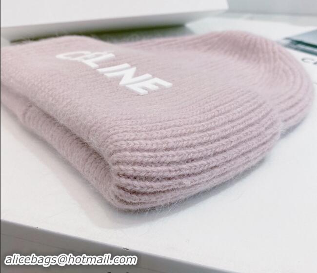 Luxury Discount Celine Rabbit Fur Knit Hat CE10182 Pale Purple 2023