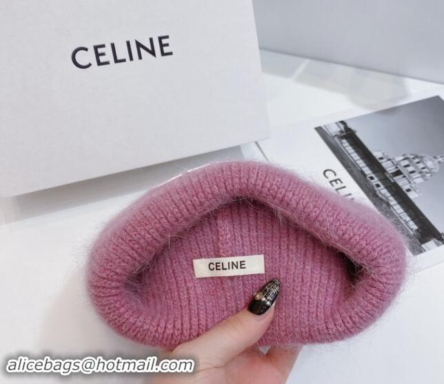 Best Price Celine Rabbit Fur Knit Hat CE10182 Purple 2023