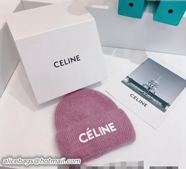 Best Price Celine Rabbit Fur Knit Hat CE10182 Purple 2023