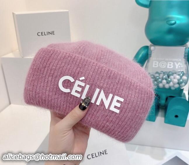 Best Price Celine Rabbit Fur Knit Hat CE10182 Purple 2023