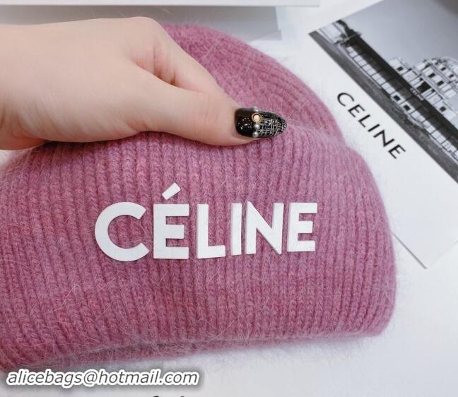 Best Price Celine Rabbit Fur Knit Hat CE10182 Purple 2023