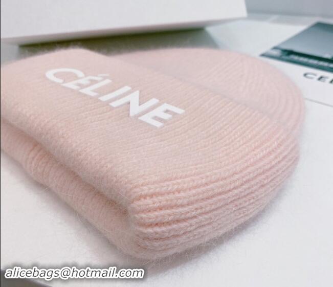 Top Grade Celine Rabbit Fur Knit Hat CE10182 Light Pink 2023