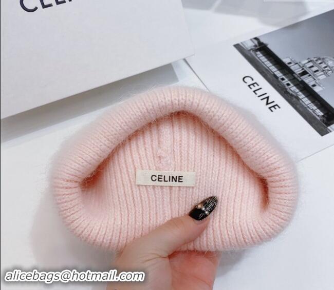 Top Grade Celine Rabbit Fur Knit Hat CE10182 Light Pink 2023