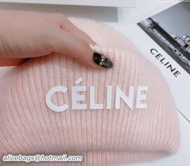 Top Grade Celine Rabbit Fur Knit Hat CE10182 Light Pink 2023