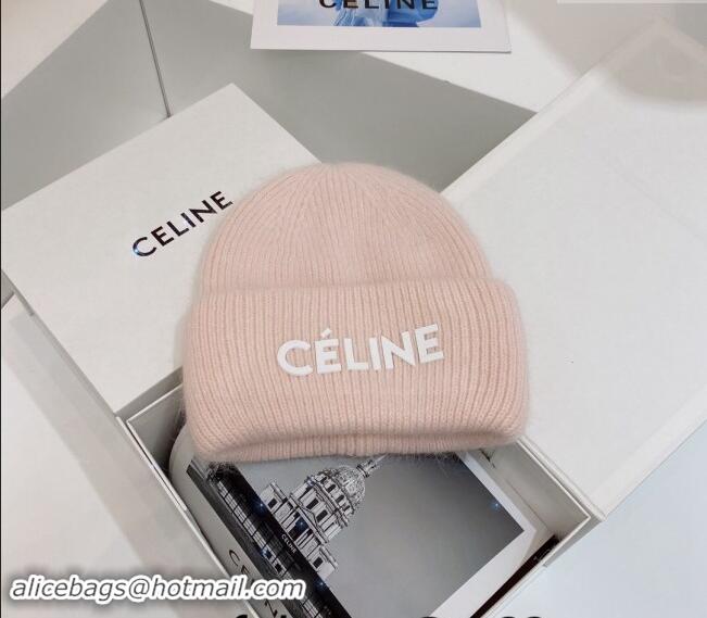 Top Grade Celine Rabbit Fur Knit Hat CE10182 Light Pink 2023