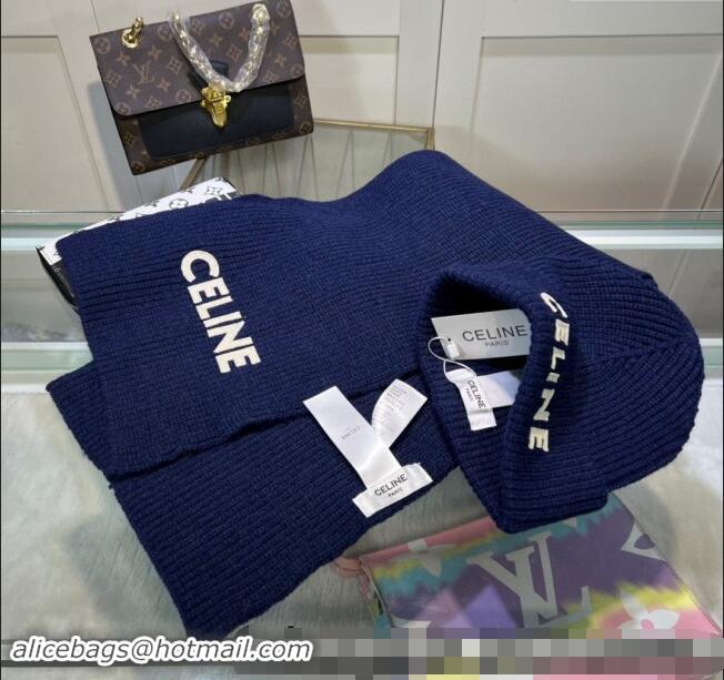 Popular Style Celine Knit Hat and Scarf Set CE10183 Royal Blue 2023