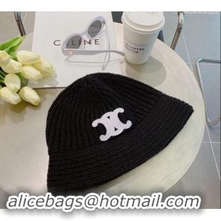 Buy Discount Celine Triomphe Knit Hat 1123 Black 2023