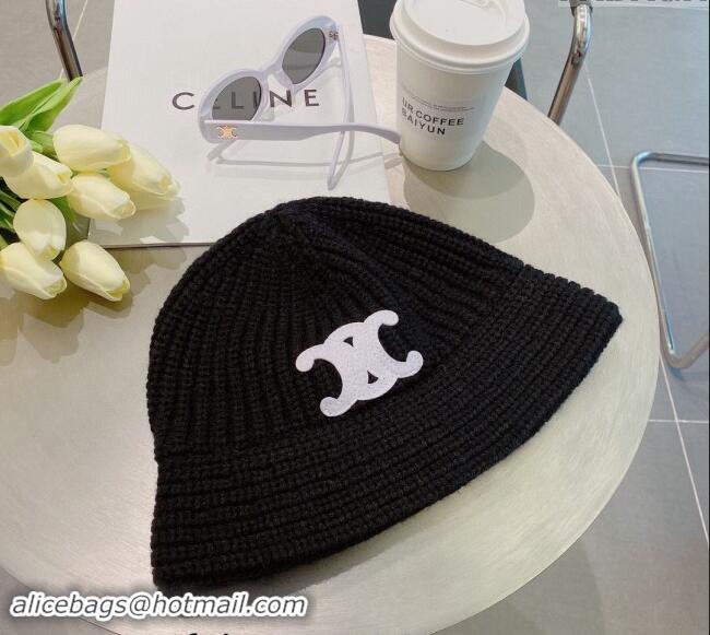 Buy Discount Celine Triomphe Knit Hat 1123 Black 2023