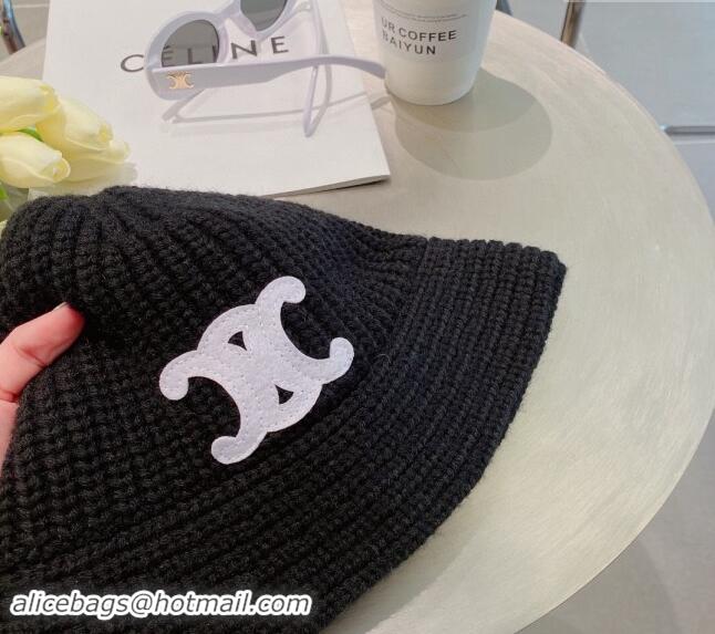 Buy Discount Celine Triomphe Knit Hat 1123 Black 2023