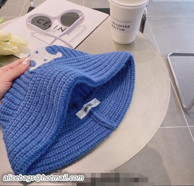 Buy Discount Celine Triomphe Knit Hat 1123 Light Blue 2023