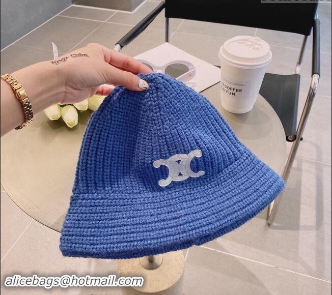 Buy Discount Celine Triomphe Knit Hat 1123 Light Blue 2023