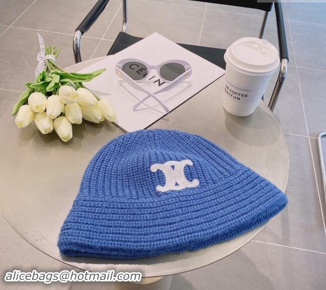 Buy Discount Celine Triomphe Knit Hat 1123 Light Blue 2023