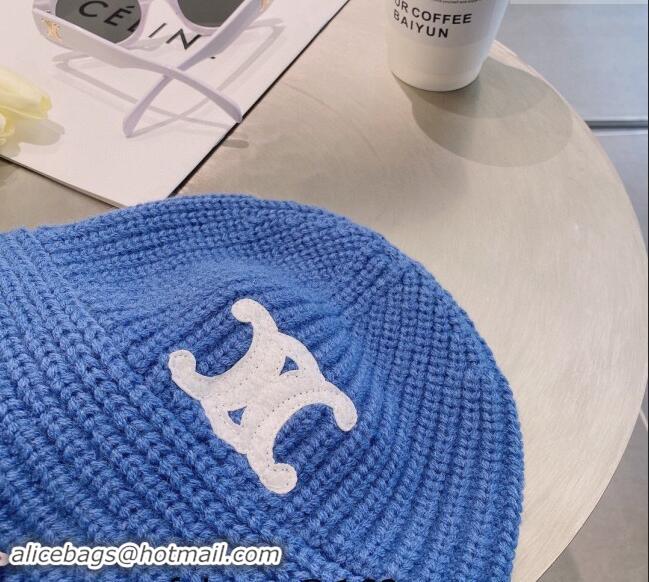 Buy Discount Celine Triomphe Knit Hat 1123 Light Blue 2023