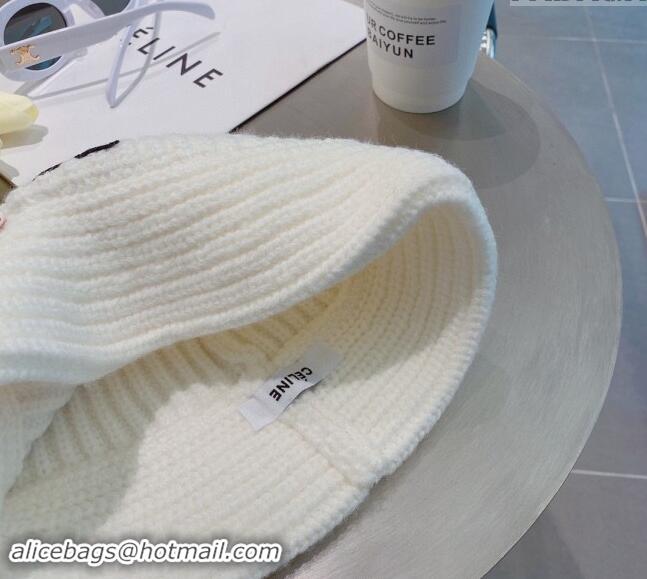 Affordable Price Celine Triomphe Knit Hat 1123 White 2023