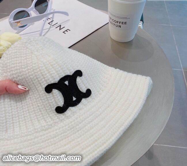 Affordable Price Celine Triomphe Knit Hat 1123 White 2023